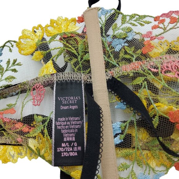 Victoria's Secret Dream Angels Floral Embroidered Garter Belt Size Medium Large - Picture 4 of 7